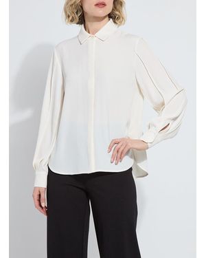 Lyssé Ivette Pleated Balloon Sleeve Blouse - White