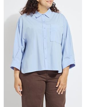 Lyssé Enid Oversized Cropped Shirt Curvy - Blue