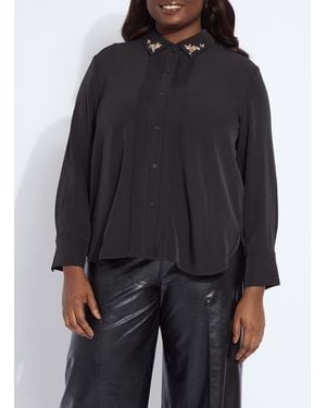 Lyssé Lizeth Embellished Tuxedo Shirt Curvy - Black