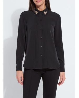 Lyssé Lizeth Embellished Tuxedo Shirt Curvy - Black
