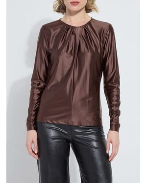 Lyssé Fatima Cross Neck Draped Top - Brown