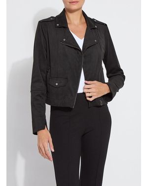 Lyssé Amelia Moto Vegan Suede Jacket - Black