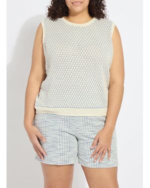 Lyssé Claire Textured Mesh Sweater Shell - Gray