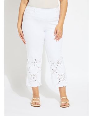 Lyssé Billie Eyelet Straight Denim Curvy (26"Inseam) - White