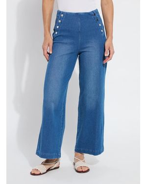 Lyssé Mallory Sailor Hi Waist Wide Leg Denim (28" Inseam) - Blue