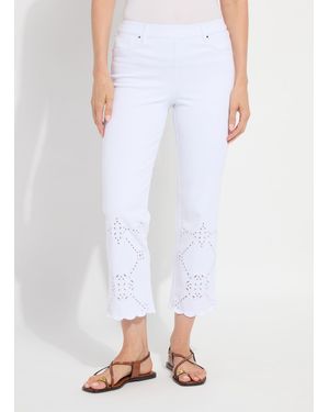 Lyssé Billie Eyelet Straight Denim (26" Inseam) - White