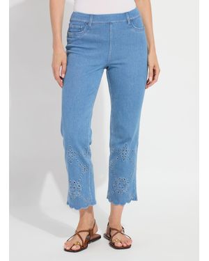 Lyssé Billie Eyelet Straight Denim (26" Inseam) - Blue