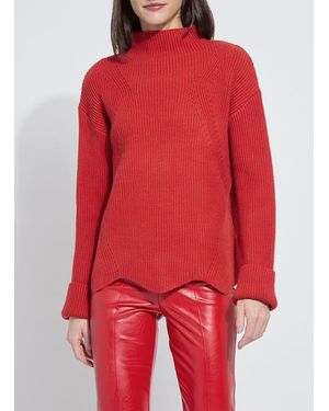 Lyssé Hyacinth Cozy Rib Scallop Edge Pullover - Red