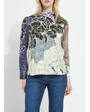 Lyssé Seraphina Mock Neck Blouse - Blue