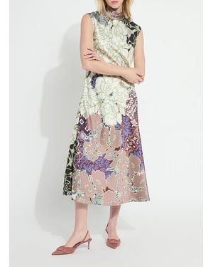 Lyssé Flora Mock Neck Bias Cut Midi Dress - White