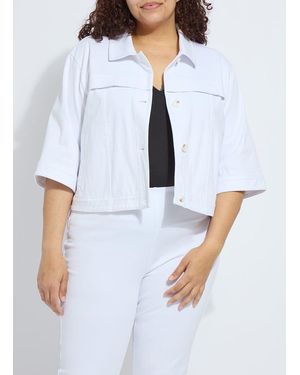 Lyssé Remi 3/4 Sleeve Denim Jacket Curvy - White