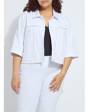 Lyssé Remi 3/4 Sleeve Denim Jacket Curvy - White