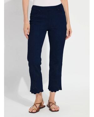 Lyssé Billie Eyelet Straight Denim (26" Inseam) - Blue