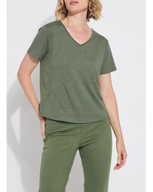 Lyssé Cyrus Box-Cut V-Neck Tee - Green