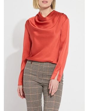Lyssé Cowl Neck Hammered Silk-Touch Blouse