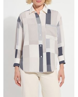 Lyssé Jessica 3/4 Sleeve Cropped Shirt - Natural