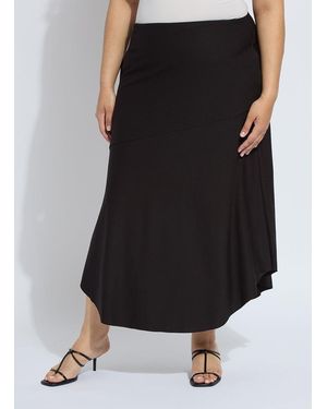Lyssé Drapey Ponte A-Line Midi Skirt Curvy - Black