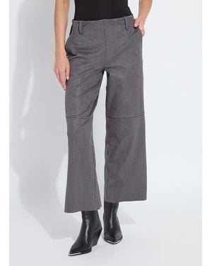 Lyssé Amina Patent Foil Vegan Suede Pant Curvy (28"Inseam) - Gray
