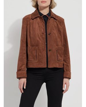 Lyssé Demi Embroidered Vegan Suede Jacket - Brown