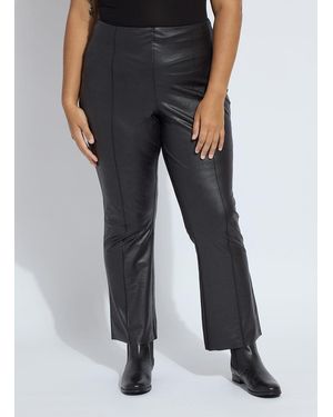 Lyssé Foiled Vegan Leather Flare Pants - Blue