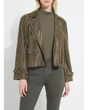 Lyssé Emory Vegan Suede Moto Jacket - Green