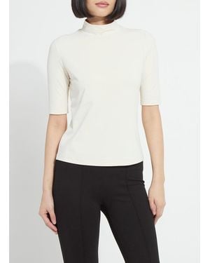 Lyssé Clara Mockneck Elbow Sleeve Top - White