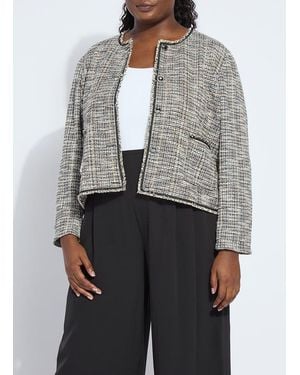Lyssé Charlotte Collarless Stretch Tweed Jacket Curvy - Gray