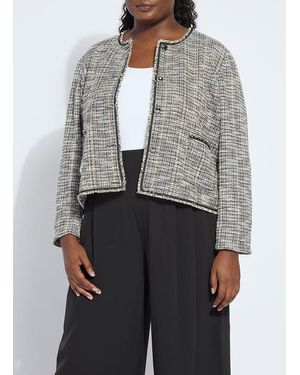 Lyssé Charlotte Collarless St Tweed Jacket Curvy - Gray