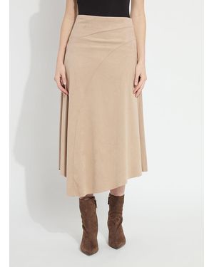 Lyssé Azalea Asymmetric Hem Vegan Suede Skirt - Natural