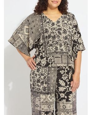 Lyssé Ipanema Printed Dolman Sleeve Top Curvy - Gray