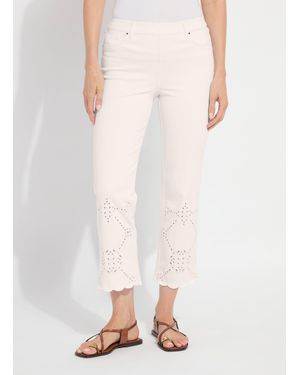 Lyssé Billie Eyelet Straight Denim (26" Inseam) - Pink
