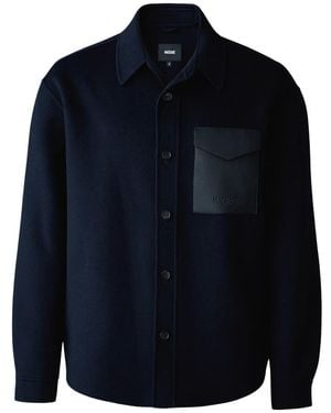 Mackage Emmanuel Double-Face Wool Overshirt With Leather Patch Pocket - Blue