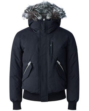 Mackage Dixon-X 2-In-1 Nordic Tech Down Bomber With Fox Fur - Blue