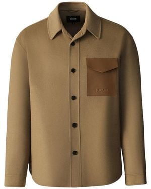 Mackage Emmanuel Double-Face Wool Overshirt With Leather Patch Pocket - Natural