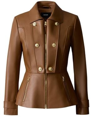 Mackage Barbara Fitted Lamb Leather Jacket - Brown