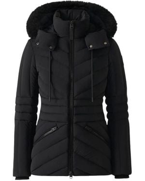 Mackage Nadia-Shz Hooded Down Jacket With Shearling Trim - Black