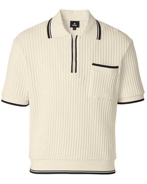 Mackage Estaban Crochet Knit Quarter-Zip Polo Shirt - Natural