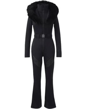 Mackage Elle-Zr Bonded Fleece Ski Suit With Removable Fur-Trimmed Hood - Black