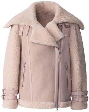 Mackage Rhoslyn Oversized Shearling Moto Jacket - Pink