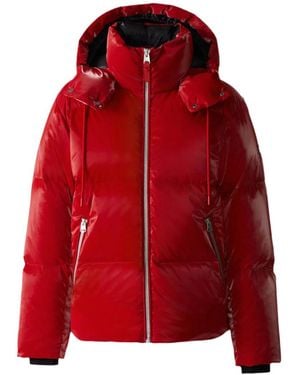 Mackage Kent-Glo High-Gloss Hooded Down Jacket - Red