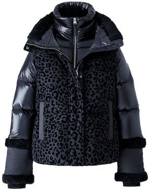 Mackage Lydana-Flp Leopard Short Down Jacket With Detachable Bib - Blue