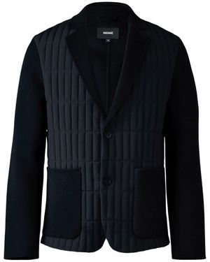 Mackage John Mixed-Media Vertical Quilt Blazer - Gray