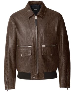 Mackage Jakari-Snk Snake Pattern Leather Zip Jacket - Brown