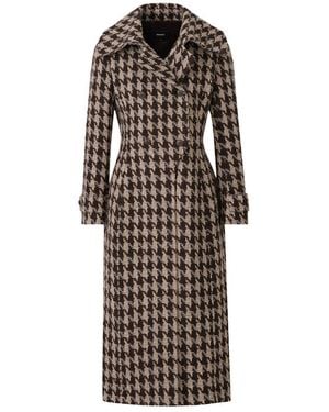 Mackage Elodie-Bht Fitted Houndstooth Patterned Wool Coat - Brown