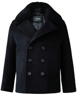 Mackage Camden-T Wool Peacoat With Shearling Collar For Toddlers -6 Years) - Black