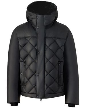 Mackage Cash Diamond-Quilted Leather Jacket With Shearling Hood - Black