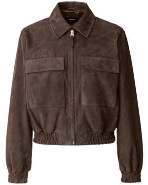 Mackage Senka-Su Patch Pocket Suede Jacket - Brown