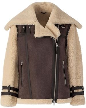 Mackage Rhoslyn Oversized Shearling Moto Jacket - Brown