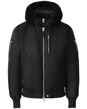 Mackage August-Z Bomber Jacket With Shearling-Trimmed Hood - Black