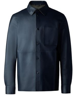 Mackage Remington Two-Tone Leather Overshirt - Blue